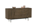 Nero Mid-Century Fluted Door Sideboard with Brass Handles featuring wood finish and sleek design.