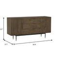 Nero Mid-Century Fluted Door Sideboard with Brass Handles showcasing dimensions and design features.