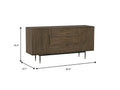 Nero Mid-Century Fluted Door Sideboard with Brass Handles showcasing dimensions and design features.