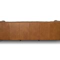 Back view of the Nova Modern Chesterfield Tan Leather 3 Seater sofa featuring a sleek design and rich tan leather.