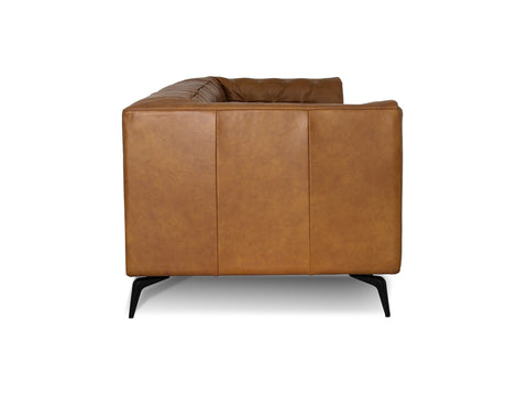 Nova Modern Chesterfield Tan Leather 3 Seater sofa showcasing its elegant back design and rich leather texture.