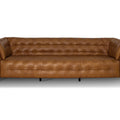 Nova Modern Chesterfield Tan Leather 3 Seater sofa with tufted design and sleek silhouette.