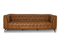 Nova Modern Chesterfield Tan Leather 3 Seater sofa with tufted design and sleek silhouette.