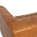 Nova Russet Brown 3 Seater Distressed Leather Sofa corner view with deep button tufting and sleek silhouette.