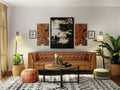 Nova Russet Brown 3 Seater Distressed Leather Sofa in a stylish living room with modern decor.