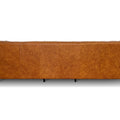 Nova Russet Brown 3 Seater Distressed Leather Sofa with deep button tufting and black metal legs.