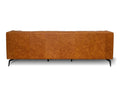 Nova Russet Brown 3 Seater Distressed Leather Sofa with deep button tufting and black metal legs.