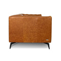 Nova Russet Brown 3 Seater Distressed Leather Sofa side view showcasing the rich leather texture and sleek metal legs.
