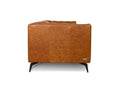 Nova Russet Brown 3 Seater Distressed Leather Sofa side view showcasing the rich leather texture and sleek metal legs.