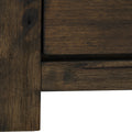 Close-up of dark solid wood detail on Pia Rustic Bookcase showcasing the rich natural grain and texture.