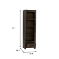Pia Rustic Bookcase - Dark Solid Wood with open shelving and single drawer, ideal for modern and rustic interiors.