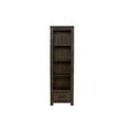 Pia Rustic Bookcase - Dark Solid Wood with open shelving and single drawer, elegant for modern and rustic interiors.