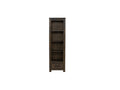 Pia Rustic Bookcase - Dark Solid Wood with open shelving and single drawer, elegant for modern and rustic interiors.