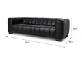 Portfino Vintage Black Channel tufted leather sofa with measurements and design details