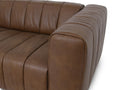 Portfino Vintage Brown Channel tufted leather sofa showcasing luxurious leather texture and sleek, modern design.