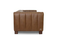 Portfino Vintage Brown Channel tufted leather sofa side view showcasing channel tufting and rich leather texture.