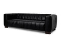 Portfino Vintage Black Channel tufted leather sofa showcasing its elegant tufted design and rich black leather upholstery.