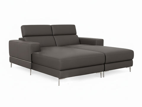 Modena Grey Leather Double Chaise Lounger in modern luxury design with premium materials and sleek silhouette.