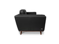 Side view of Selina Mid-Century Leather Black 3-Seater Sofa highlighting its sleek design and comfortable structure.