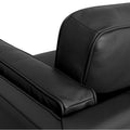 Close-up view of the Selina Mid-Century Leather Black 3-Seater Sofa showcasing its luxurious black leather upholstery.
