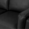 Close-up of the Selina Mid-Century Leather Black 3-Seater Sofa showcasing the black leather texture and cushion design.