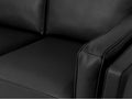 Close-up of the Selina Mid-Century Leather Black 3-Seater Sofa showcasing the black leather texture and cushion design.