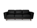 Selina Mid-Century Leather Black 3-Seater Sofa with structured design and soft cushions.