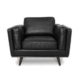 Selina Midcentury Black Leather Accent Chair with plush seating and contemporary design.