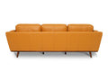 Back view of the Selina Midcentury Cognac Leather 3 Seater Sofa showcasing its modern design and warm tan hue.