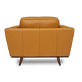 Back view of the Selina Midcentury Cognac Leather Accent Chair showcasing its luxurious design and rich cognac leather.