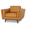 Selina Midcentury Cognac Leather Accent Chair showcasing refined comfort and modern craftsmanship in a stylish design.