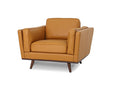 Selina Midcentury Cognac Leather Accent Chair showcasing refined comfort and modern craftsmanship in a stylish design.