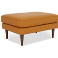 Selina Midcentury Cognac Leather Ottoman with structured silhouette and plush comfort, perfect for modern and classic interiors.