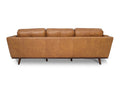 Back view of Selina Midcentury Tan Leather 3 Seater Sofa showcasing its smooth leather finish and stylish design.