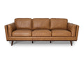 Selina Midcentury Tan Leather 3 Seater Sofa featuring soft leather and structured design.