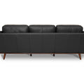 Selina Mid-Century Leather Black 3-Seater Sofa with sleek back design and soft leather upholstery.