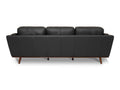 Selina Mid-Century Leather Black 3-Seater Sofa with sleek back design and soft leather upholstery.