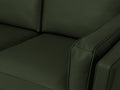 Selina Mid century Green Leather 3 Seater Sofa close-up of the soft leather surface and structure.