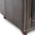Close-up of the Stanhope Dark Chocolate 3 Seater Chesterfield leather detailing and studs