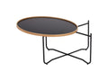 Siena Industrial Modern Coffee table with sleek black top and natural bentwood frame, ideal for stylish living spaces.