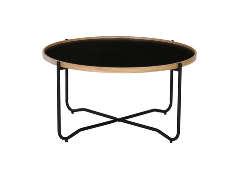 Alt Tag: Sleek Siena Industrial Modern Coffee table with black tabletop and natural bentwood frame, perfect for any living space.
