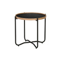Siena Industrial Modern Side table with black tabletop, natural bentwood frame, and slim steel legs, perfect for versatile home decor.