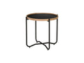 Siena Industrial Modern Side table with black tabletop, natural bentwood frame, and slim steel legs, perfect for versatile home decor.