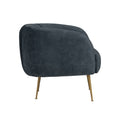 Side view of Soffio Glam Mid-Century Modern Velvet Accent Chair with gold metal legs