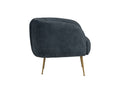 Side view of Soffio Glam Mid-Century Modern Velvet Accent Chair with gold metal legs