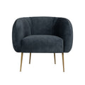 Soffio Glam Mid-Century Modern Velvet Accent Chair with gold metal legs and luxurious Arctus fabric.