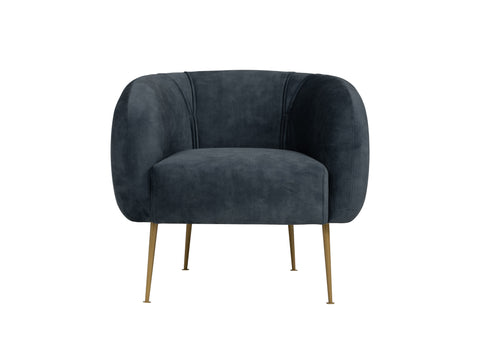 Soffio Glam Mid-Century Modern Velvet Accent Chair with gold metal legs and luxurious Arctus fabric.