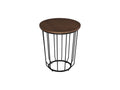 Sogno Round Wood Top Metal Caged Base Side Table with ash veneer and open metal design.
