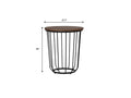 Sogno Round Wood Top Metal Caged Base Side Table with ash veneer 17.7" diameter wood top and 20" height