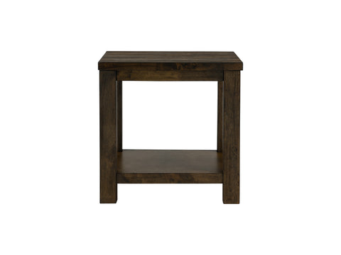 Front view of Tino Rustic Side Table - Dark Solid Wood made from solid Oakaia Wood, perfect for bedrooms and living spaces.